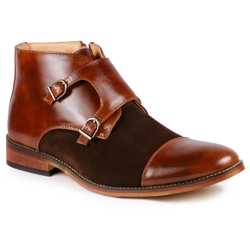 Metrocharm MC117 Brown Men's Monk Strap Ankle Boot